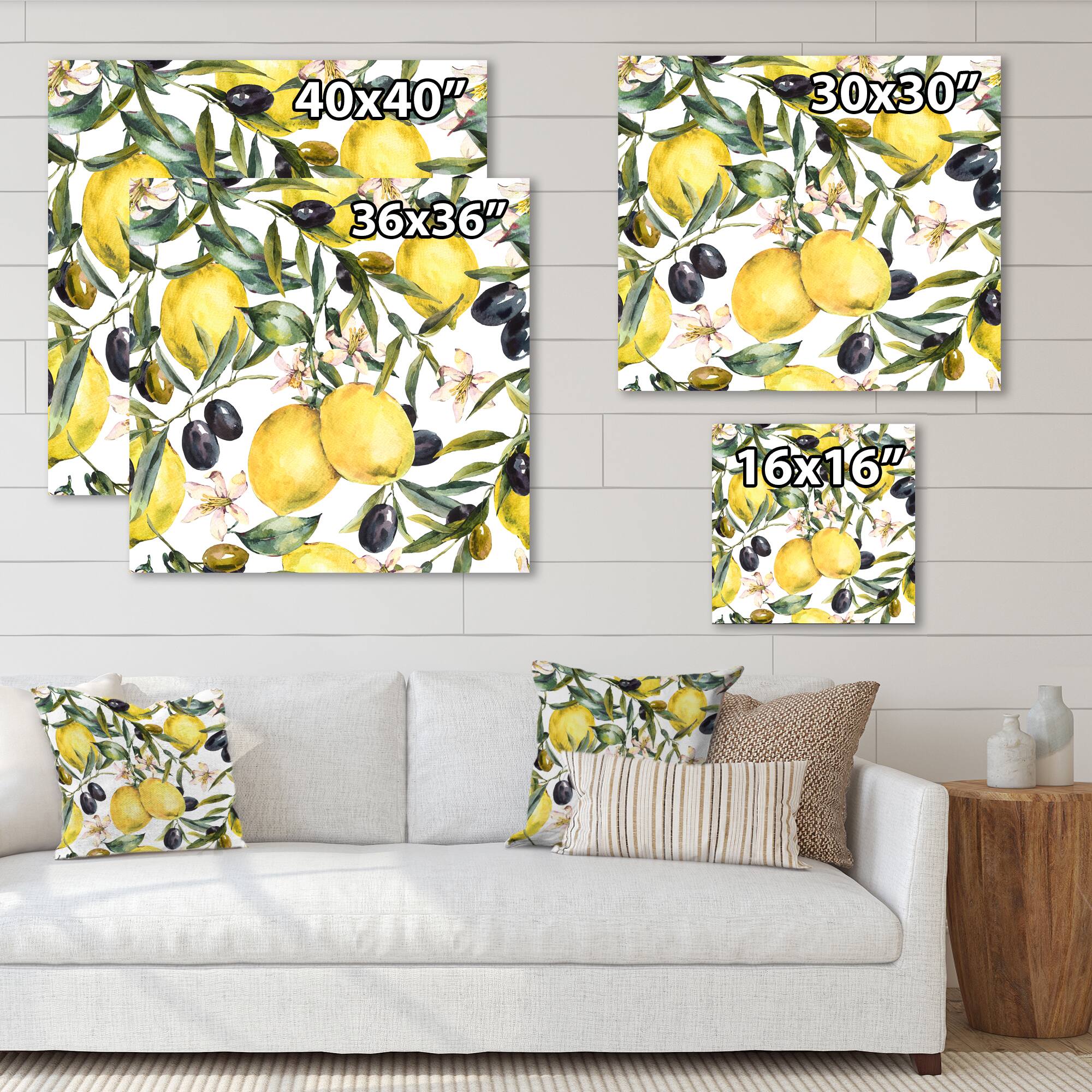 Designart - Lemon and Olive Branches I